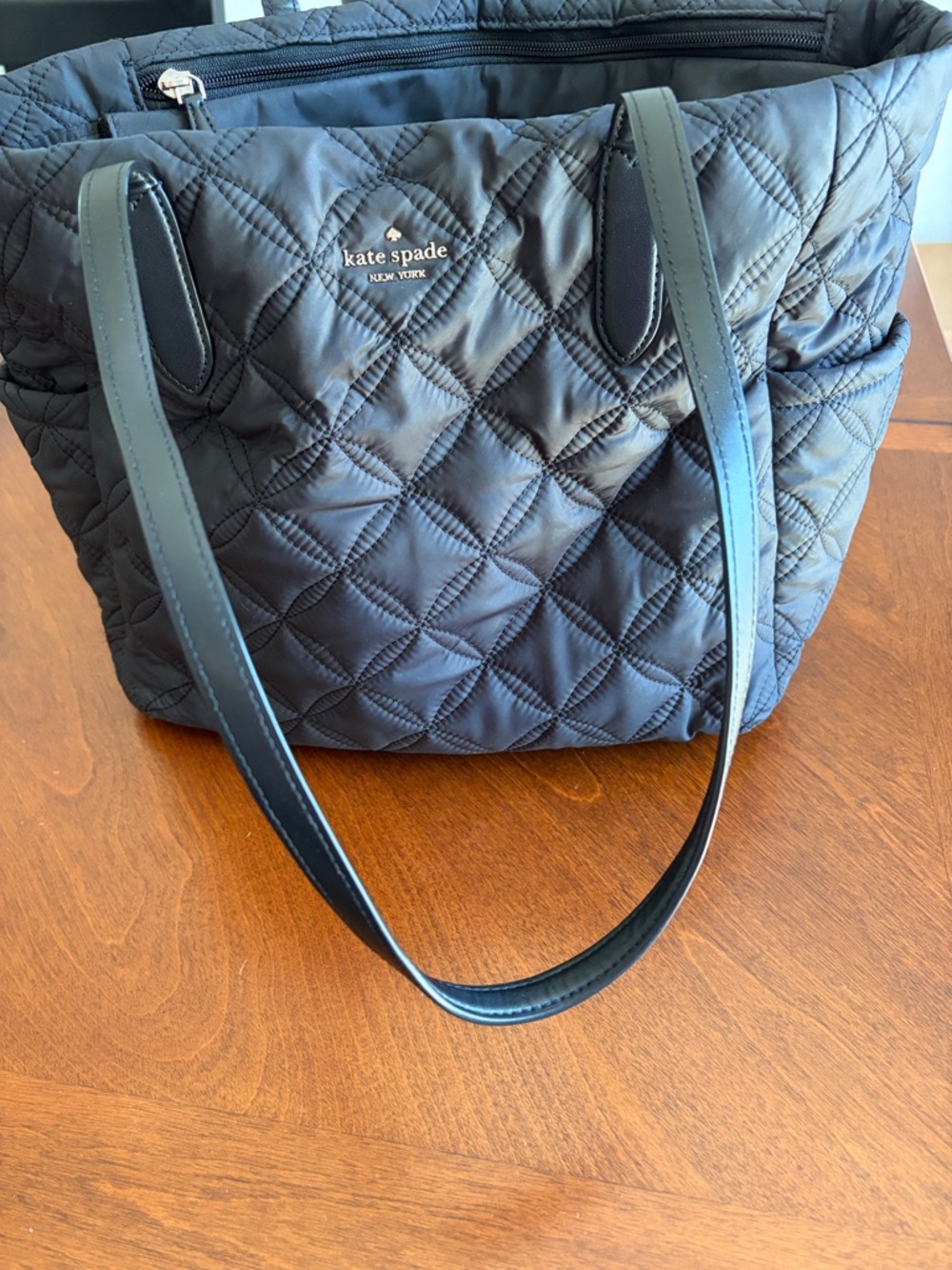 kate spade Quilted Black Tote with Shoulder Straps